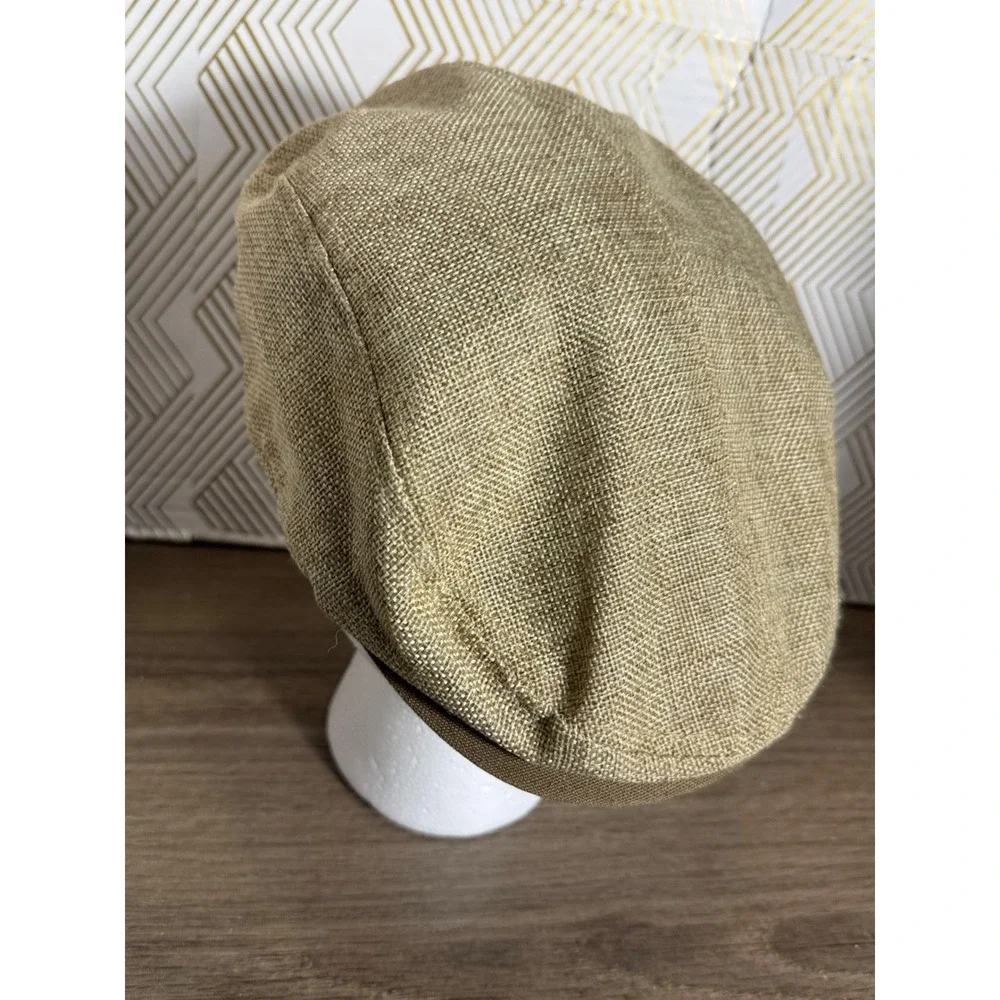 Stetson All American Tan Linen Flat Cap Ivy Driving Hat Mens Small Medium
